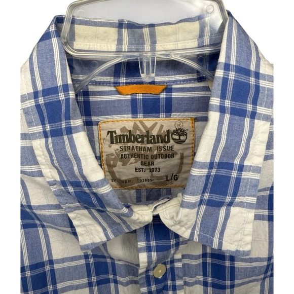 Timberland Stratham Issue Lot 2 Mens Large Short Sleeve Button Up‎ Plaid Shirts - Picture 3 of 16
